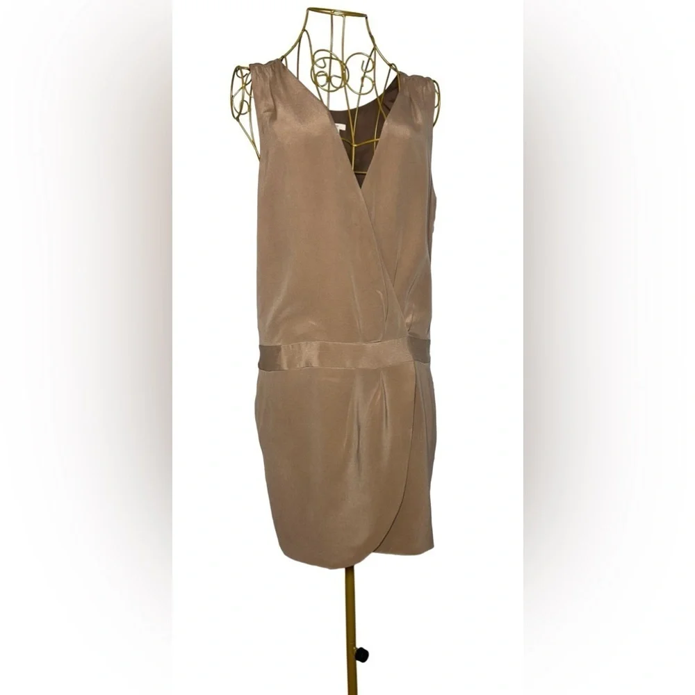 J. Crew Taupe Wrap-Style Sleeveless Dress